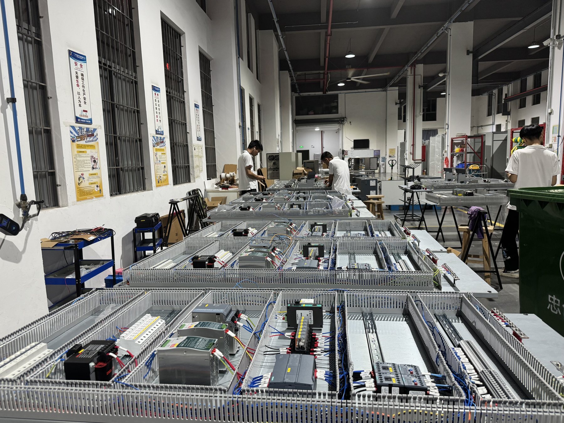 Industrial control cabinet wiring detail and panel assembly