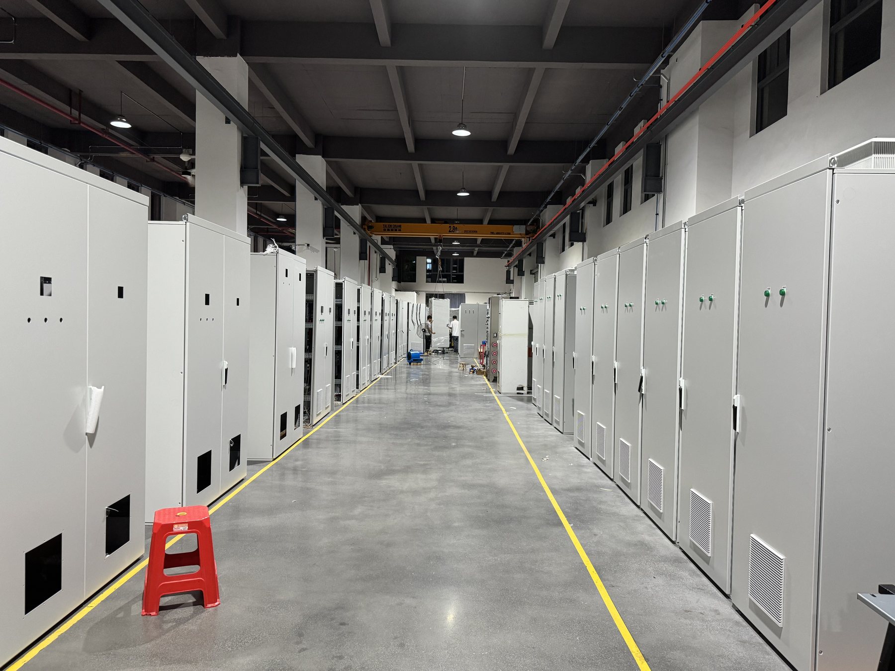 Factory workshop for industrial control cabinet assembly