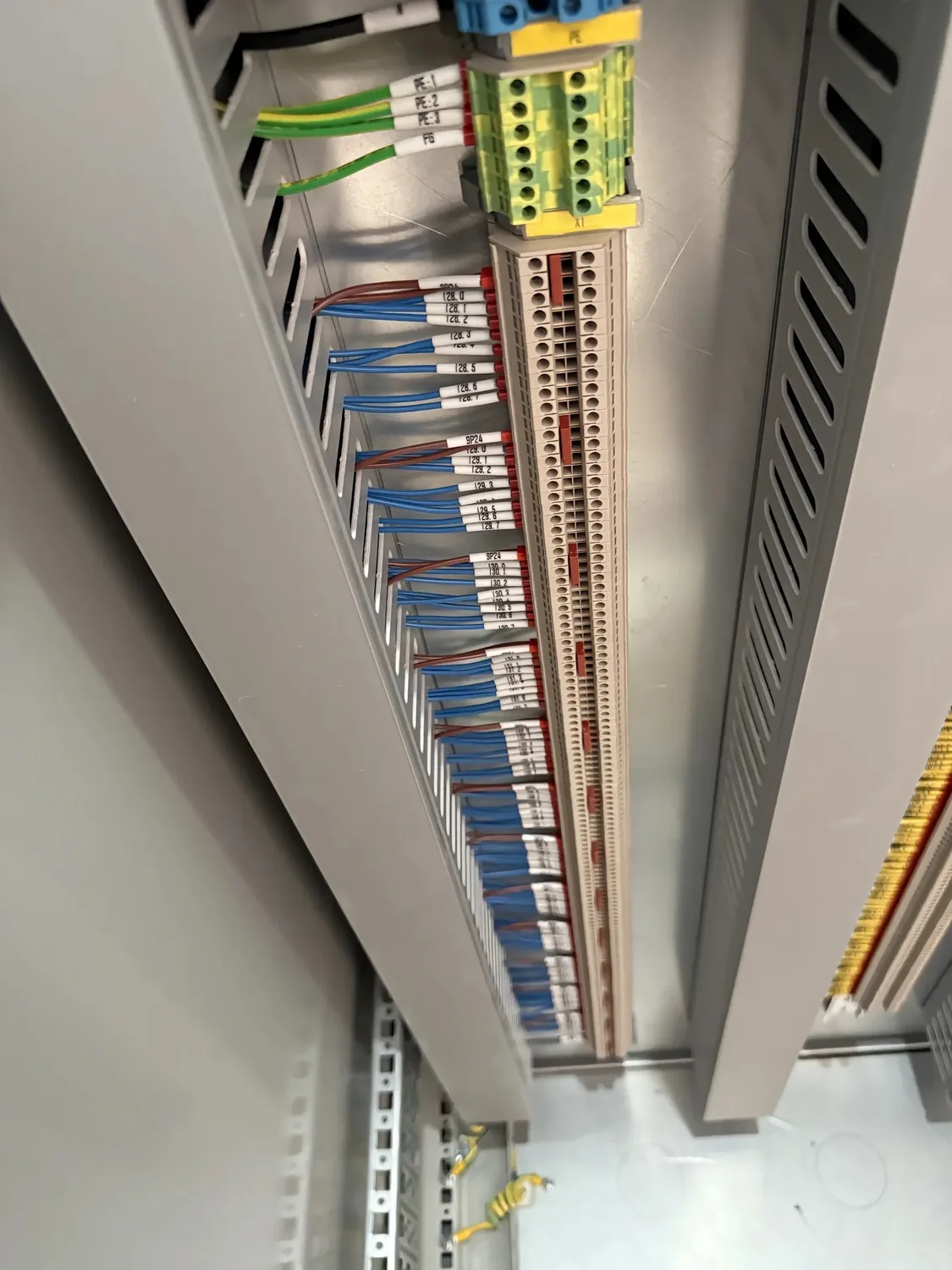 field signal wiring detail for wastewater treatment PLC control cabinet