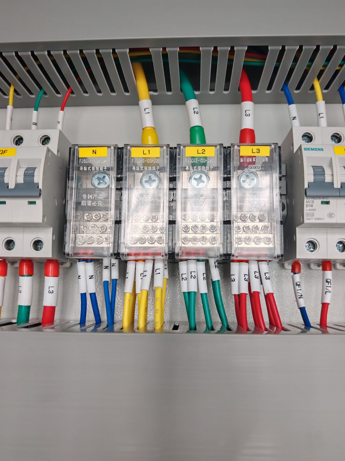 Contactor wiring inside Shenzhen HVAC cabinet