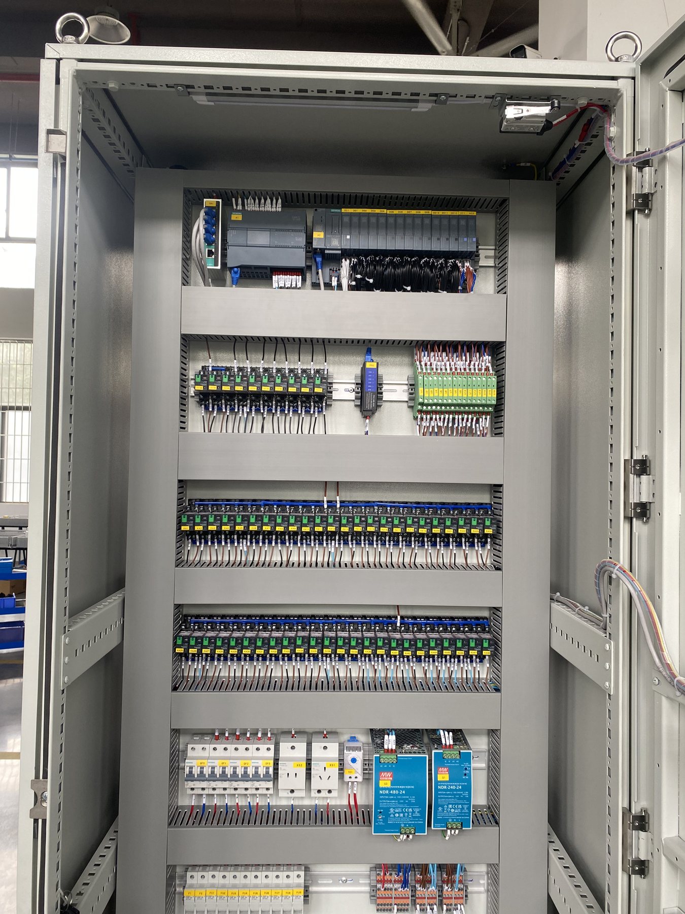 Terminal labeling and internal wiring detail for control cabinet production