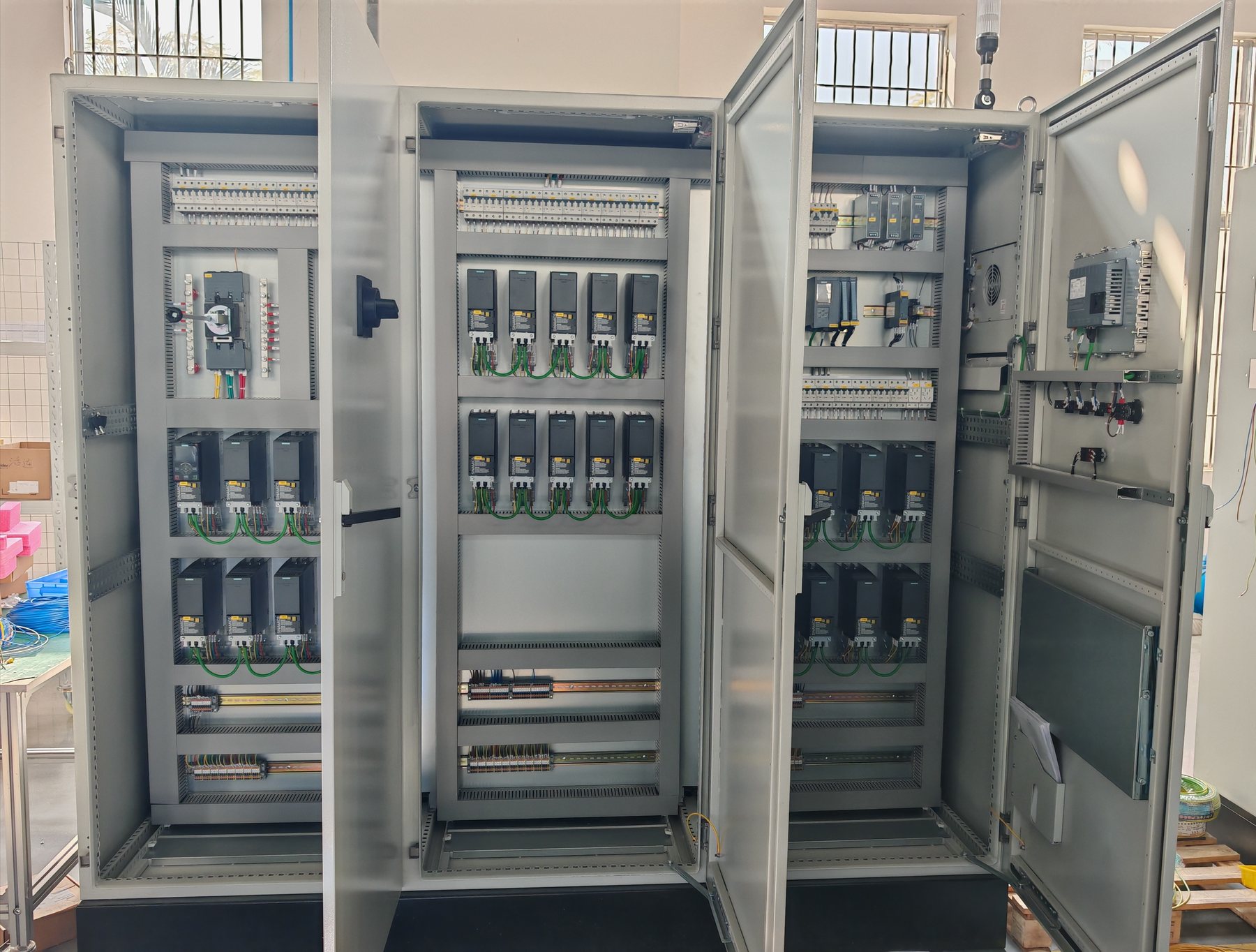 VFD motor control panel cabinet detail for pumps fans and production equipment